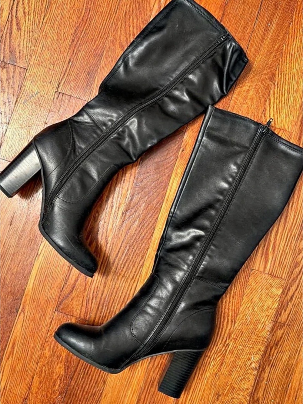 Black Over-the-Knee Heeled Boots Like New